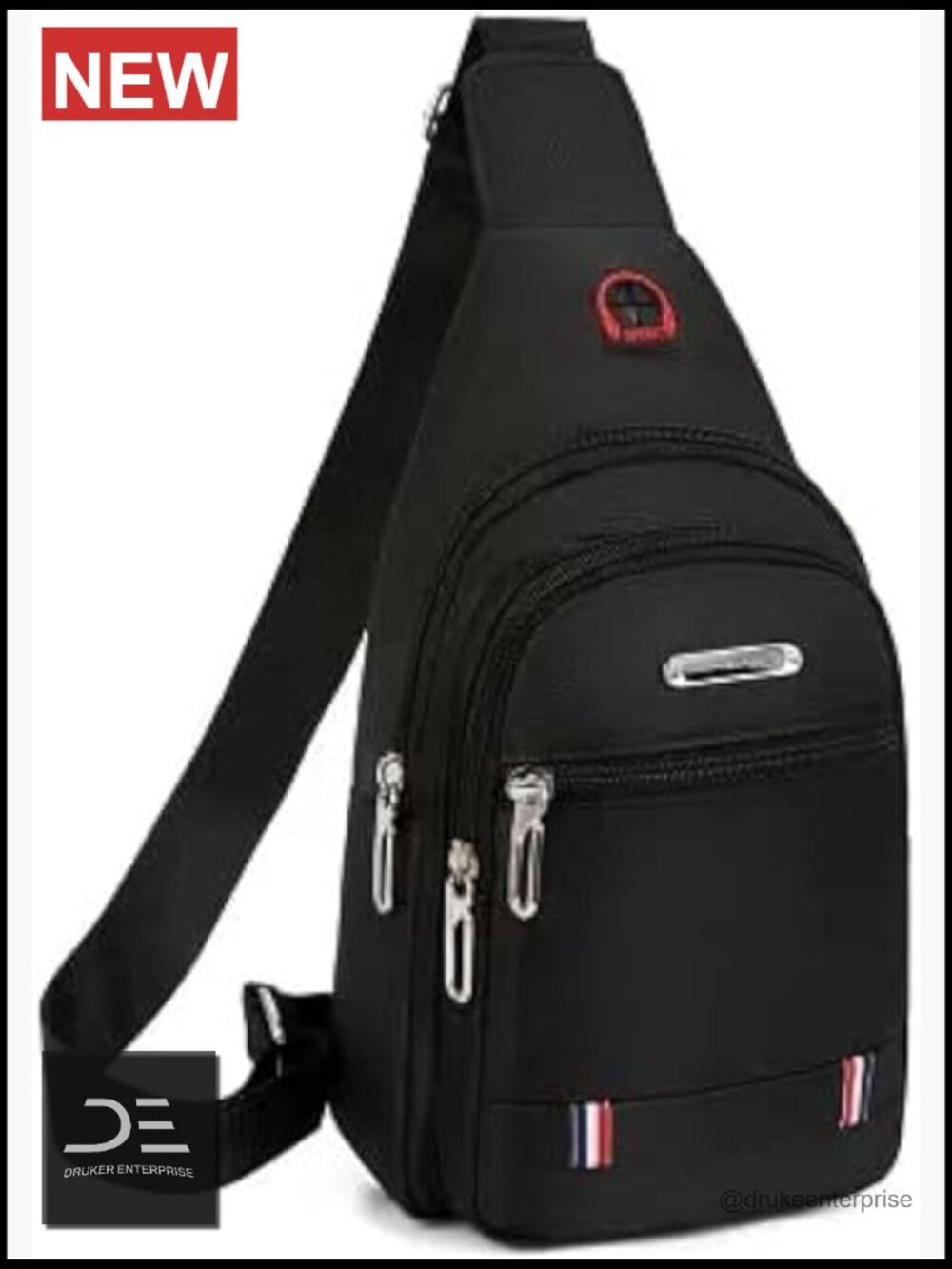 Waterproof Nylon Sling Chest Bag Crossbody Messenger Bag with Multiple Pockets